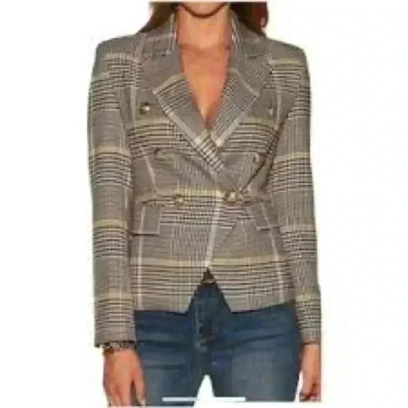 Boston Proper Houndstooth Plaid Blazer Sz 10 - Picture 1 of 12
